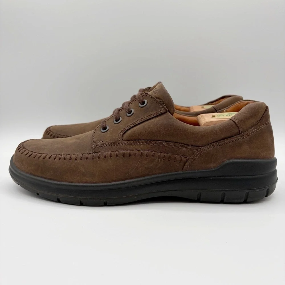 Ecco Seawalker Leather Shoes Mens 44 Brown 10 - 10.5 Comfort Oxfords Lace Up EUC